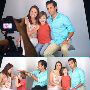 Behind the scenes pic of Arsi Nami acting as a father for a Photo Booth commercial in Chile