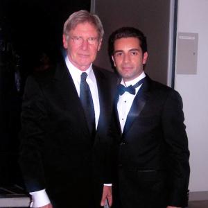 Harrison Ford & Arsi Nami after Arsi Nami's live singing performance at Valley Performing Arts Center
