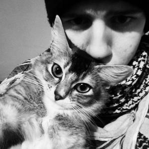 Csar with his cat Pixel