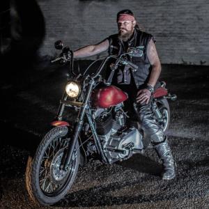 Playing the role of Ajax (An American Outlaw Biker) On the set of 