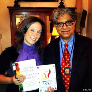 Assisting Deepak Chopra via the New York Open Center for his book launch at St John the Divine Comparing the unplanned similarities in covers between What are You Hungry For and Laurns first book The Chakra Journey