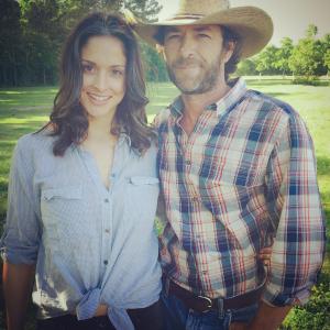 Candice Barley and Luke Perry on set of Race to Redemption