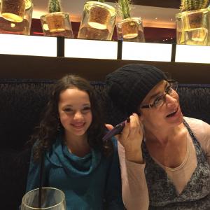 Actress Manda Madsen having dinner with Actress Claudia Wells from Back to the Future