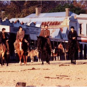 Still of Philip Barentini, Orlando Bloom, Heath Ledger and Laurence Kinlan in Ned Kelly
