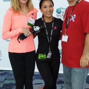 Before the Opening Ceremonies with KABC Channel 7s Lori Corbin for the IDEA World Fitness Convention with FitnessX Magazine publishers BillyBow  Katherine Aguirre