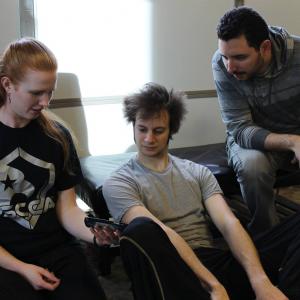 Discussing fight choreography with actors Dana and Trevor in preparation for filming THE RETURN OF THE DRAGON SWORD.