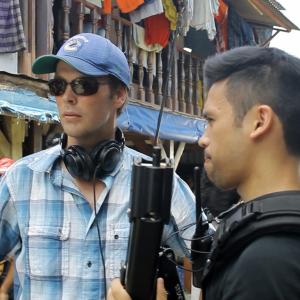 Corey Pearson Directing on set in Jakarta, Message Man shoot