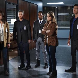 Still of Gary Sinise Tyler James Williams Daniel Henney Annie Funke Adalaide A OBrien and Anneleise H OBrien in Criminal Minds Beyond Borders 2016